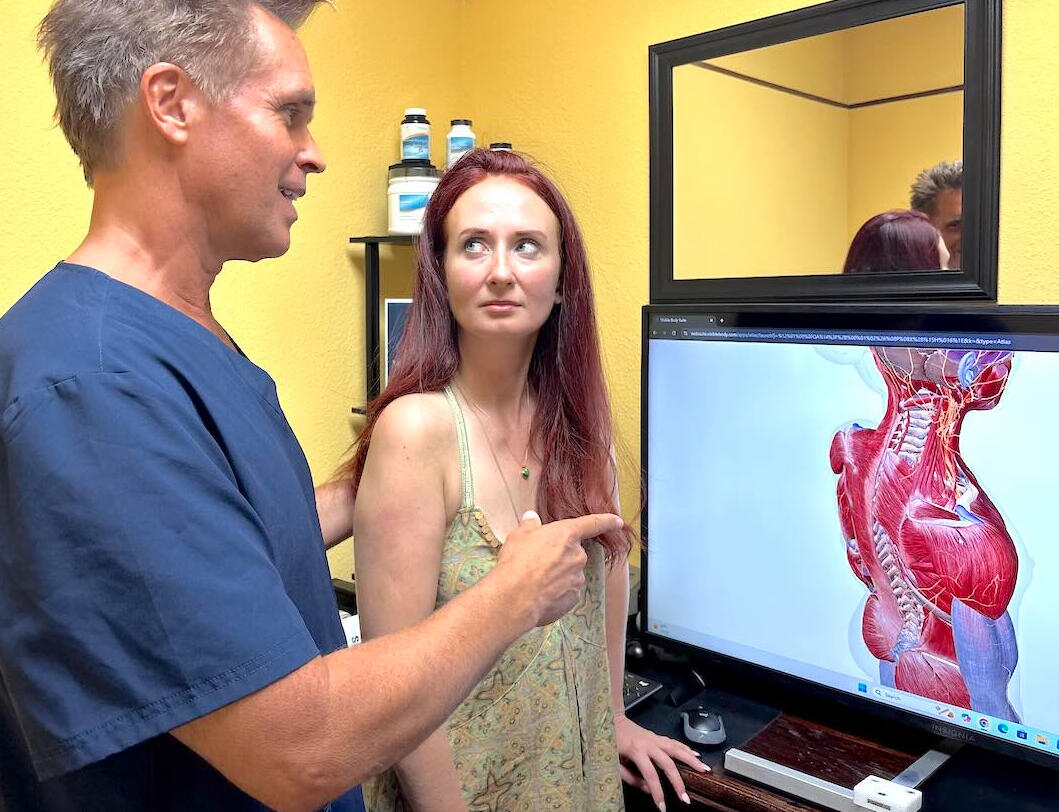 Migraine consultation in Newhall Dr. Thomas Polucki showing migraine patient related anatomy.